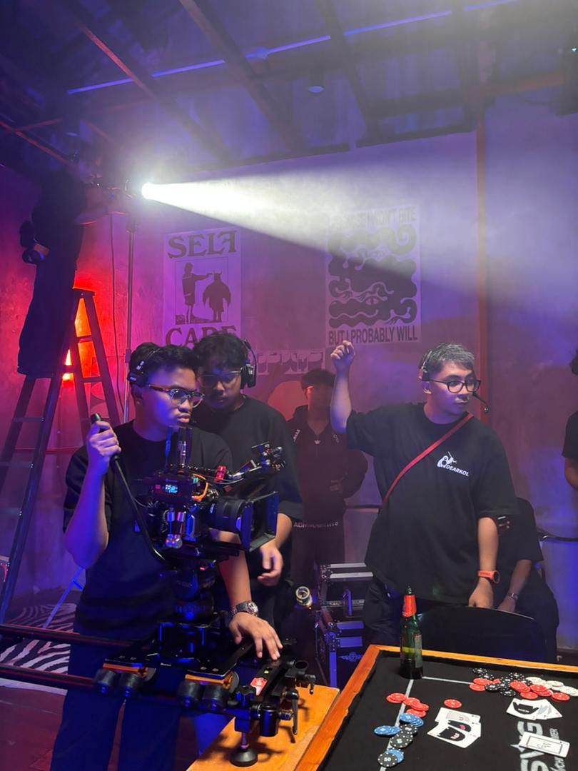 Camera team operating a gimbal rig on set